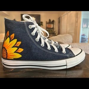 Custom Converse Chuck Taylor All Star Embroidery By You with Sunflower Design